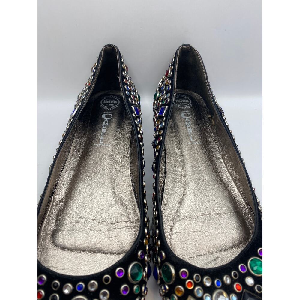 Jeffrey Campbell Ibiza Last Jeweled Flats Size 10 Black Suede - Picture 3 of 13